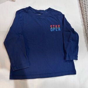 Hanna Andersson Navy Blue Kids Shirt with 'Stay Open' Design 3/90